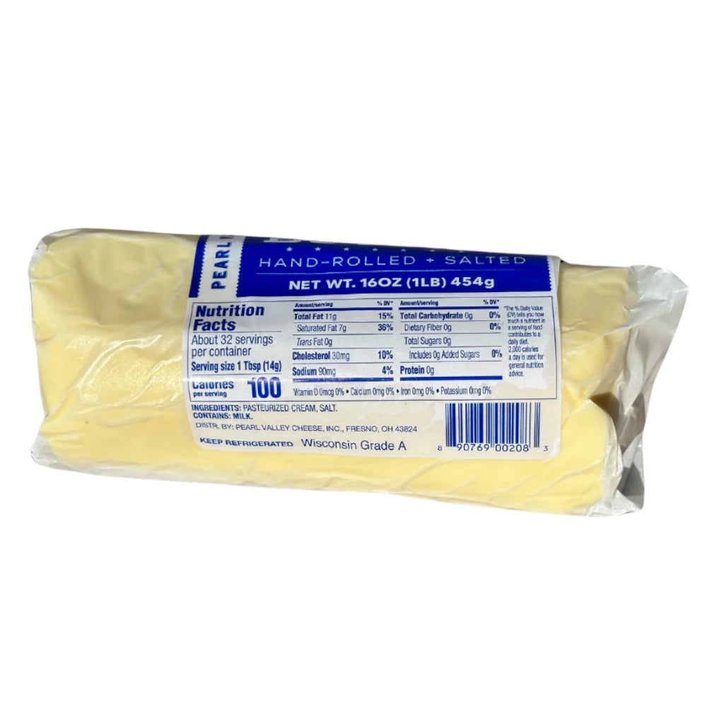 Pearl Valley Amish Country Hand-Rolled Butter - Salted, 1 lb (454g)