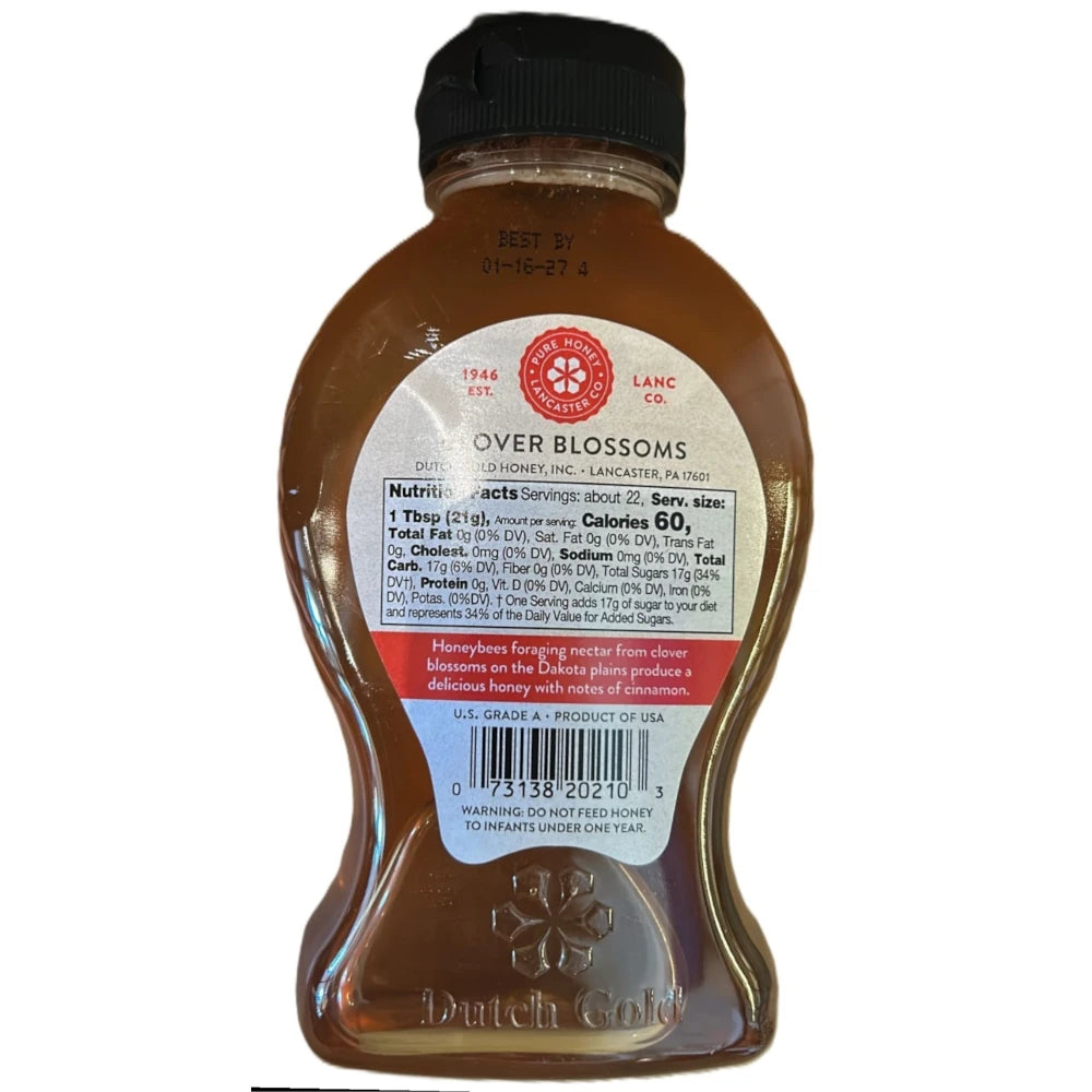 Raw USA Clover Honey Dutch Gold, 16oz (454g)