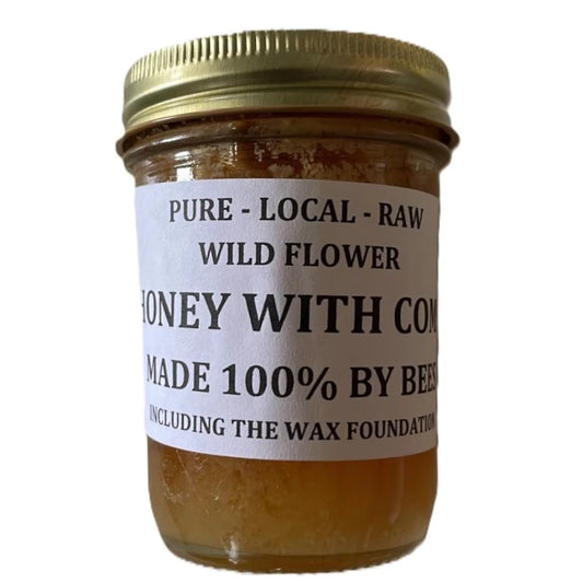 Raw Wild Flower Honey with Comb, 8oz (227g)