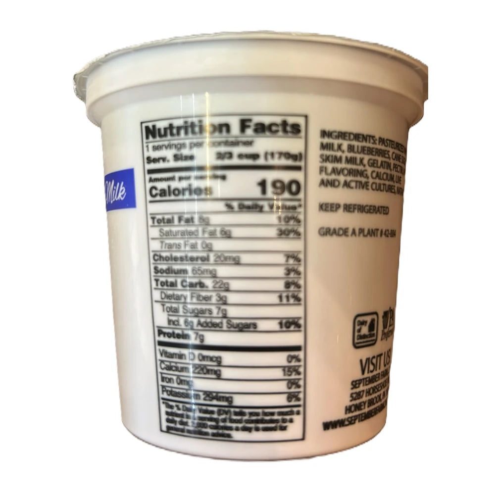 September Farm Natural Yogurt - Blueberry, 6oz (170g)