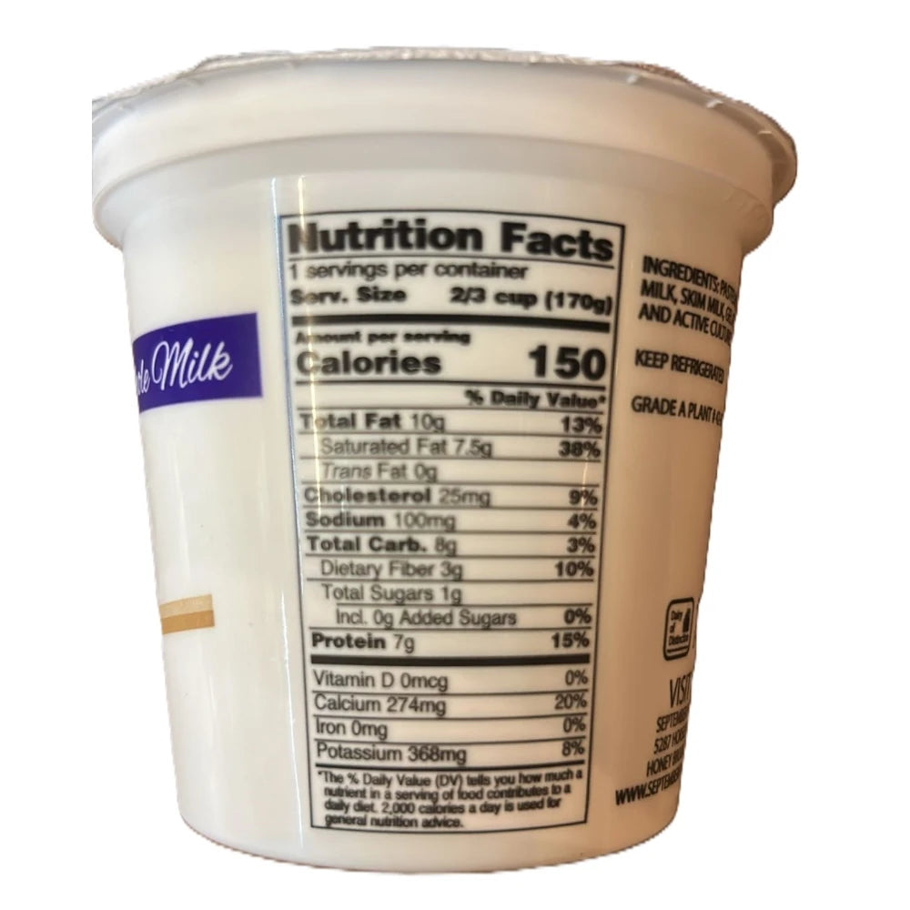 September Farm Natural Yogurt - Plain, 6oz (170g)