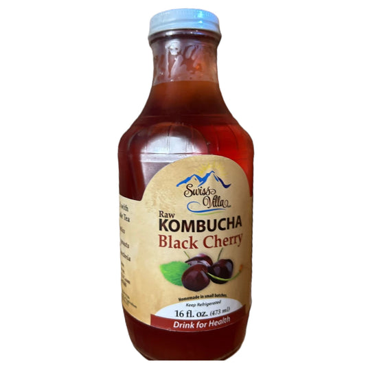 Swiss Villa Raw Kombucha Black Cherry, 16 oz (473 ml)