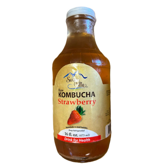 Swiss Villa Raw Kombucha Strawberry, 16 oz (473 ml)